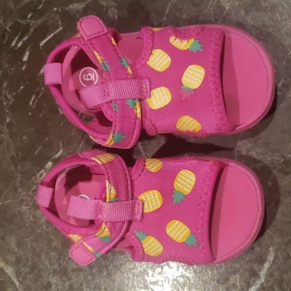 Cat & Jack Toddler Baby Girls Pink‎ Florida Pineapple Hook & Loop Sandals Size 5